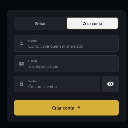 Formulário Criar conta com Nome, E-mail e Senha