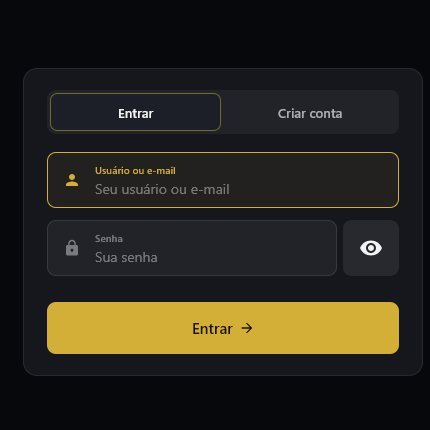 Formulário Entrar com usuário ou e-mail e senha