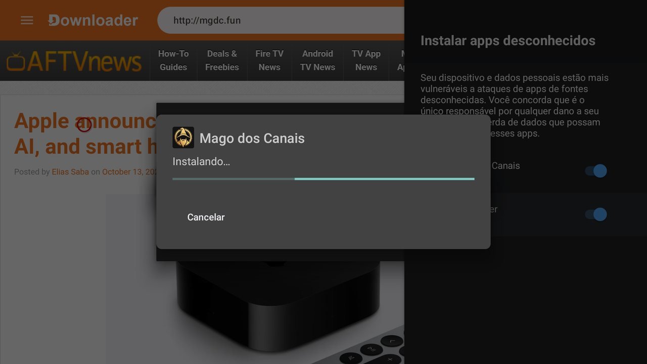 TV instalando o Mago dos Canais